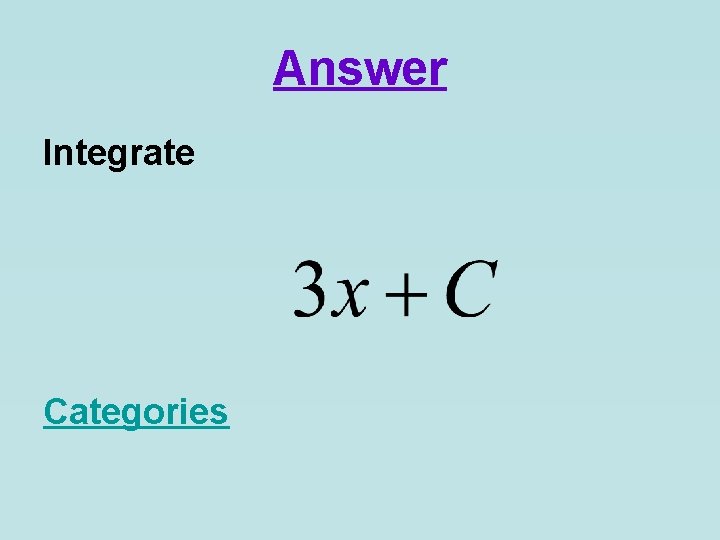 Answer Integrate Categories 