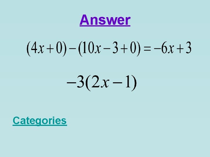 Answer Categories 