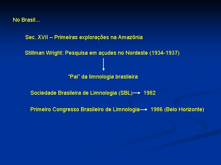 No Brasil. . . Sec. XVII – Primeiras explorações na Amazônia Stillman Wright: Pesquisa