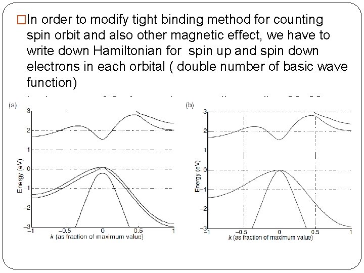 �In order to modify tight binding method for counting spin orbit and also other