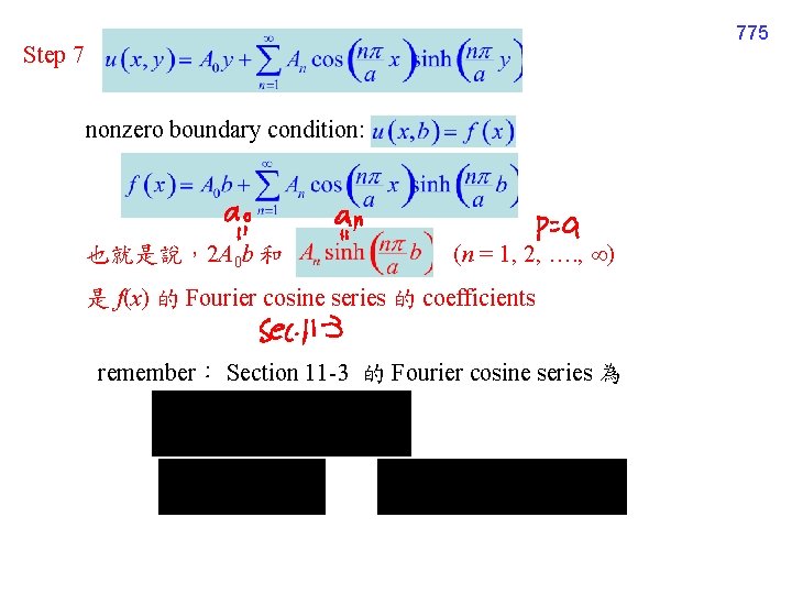 775 Step 7 nonzero boundary condition: 也就是說，2 A 0 b 和 (n = 1,