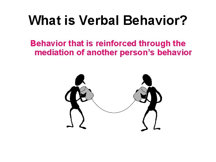 What is Verbal Behavior? Behavior that is reinforced through the mediation of another person’s