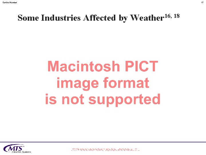 Control. Number 17 Some Industries Affected by Weather 16, 18 