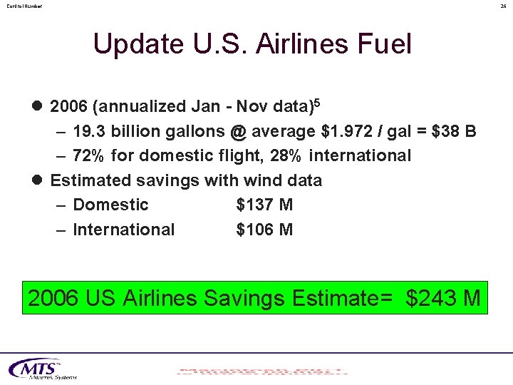 Control. Number 26 Update U. S. Airlines Fuel l 2006 (annualized Jan - Nov