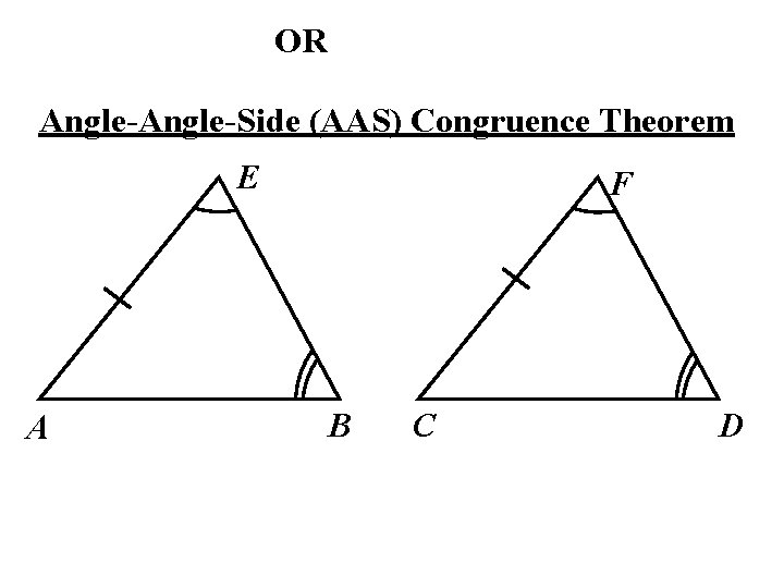 OR Angle-Side (AAS) Congruence Theorem E A F B C D OR Angle-Side (AAS) Congruence Theorem E A F B C D