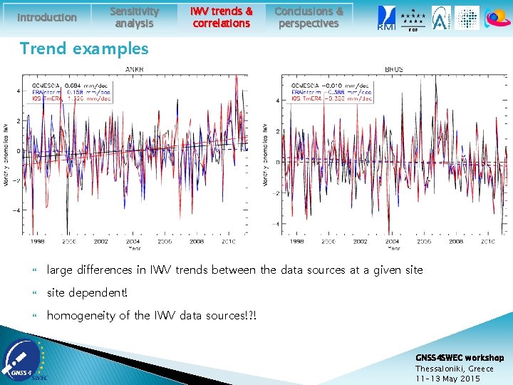 Introduction Sensitivity analysis IWV trends & correlations Conclusions & perspectives ROB Trend examples large