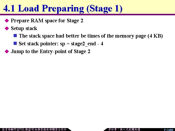 4. 1 Load Preparing (Stage 1) u Prepare RAM space for Stage 2 u