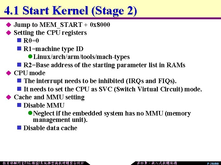 4. 1 Start Kernel (Stage 2) u Jump to MEM_START + 0 x 8000