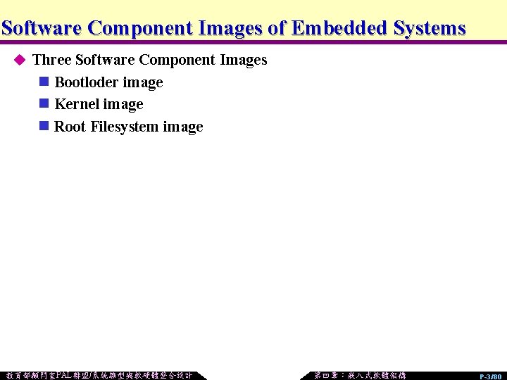 Software Component Images of Embedded Systems u Three Software Component Images n Bootloder image