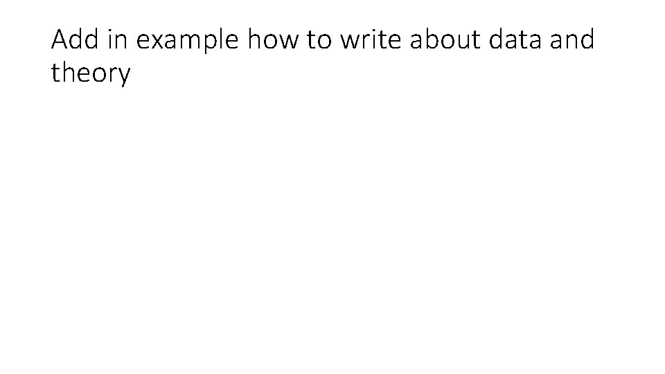 Add in example how to write about data and theory 