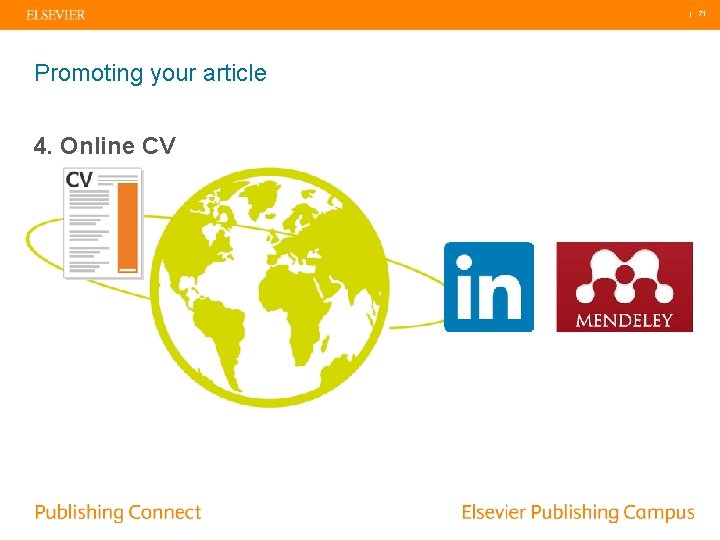 | 71 Promoting your article 4. Online CV 