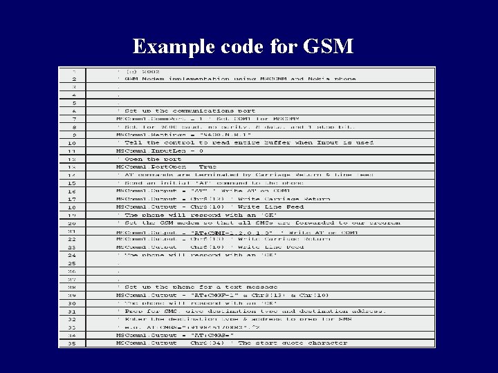 Example code for GSM 