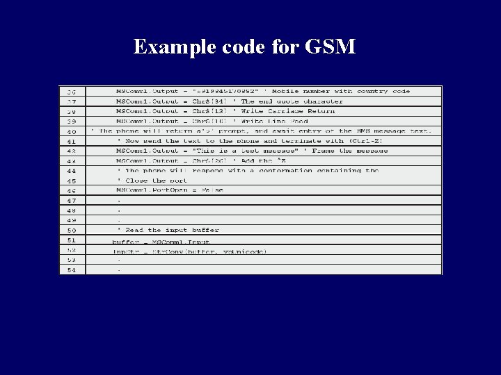 Example code for GSM 