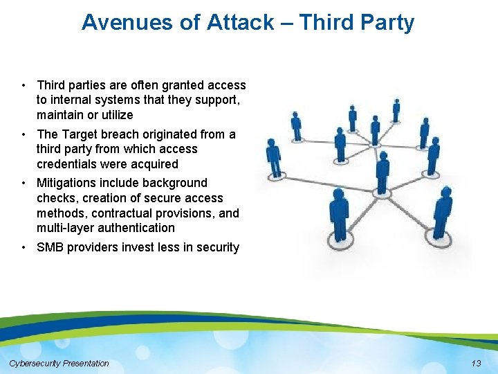 Avenues of Attack – Third Party • Third parties are often granted access to
