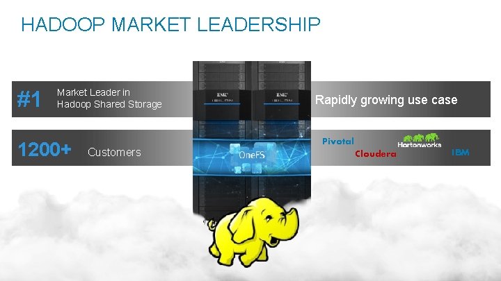 HADOOP MARKET LEADERSHIP #1 Market Leader in Hadoop Shared Storage 1200+ Customers Rapidly growing