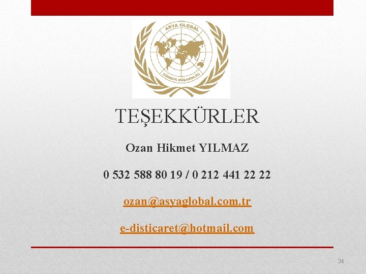 TEŞEKKÜRLER Ozan Hikmet YILMAZ 0 532 588 80 19 / 0 212 441 22