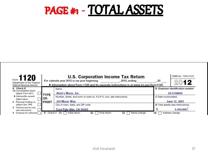 PAGE #1 - TOTAL ASSETS Atef Abuelaish 57 