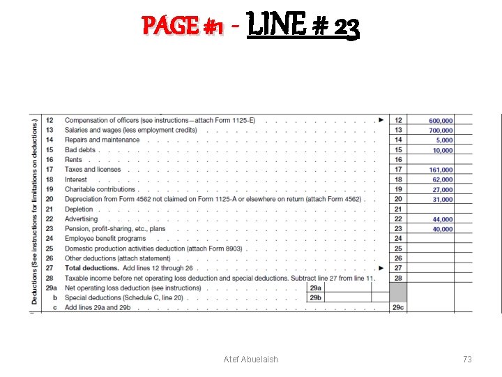 PAGE #1 - LINE # 23 Atef Abuelaish 73 