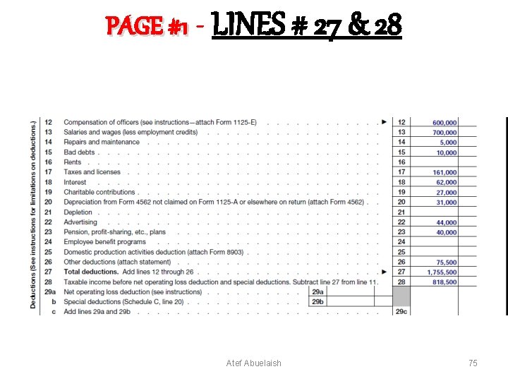 PAGE #1 - LINES # 27 & 28 Atef Abuelaish 75 