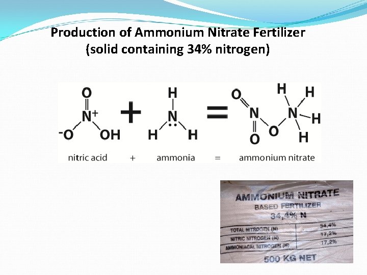 Production of Ammonium Nitrate Fertilizer (solid containing 34% nitrogen) 