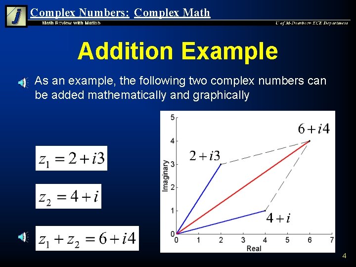 Complex Numbers: Complex Math Addition Example n As an example, the following two complex Complex Numbers: Complex Math Addition Example n As an example, the following two complex