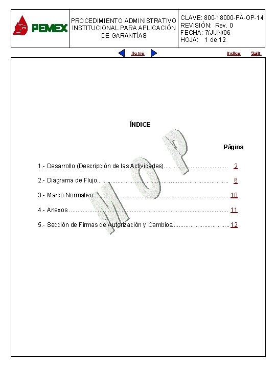 CLAVE: 800 -18000 -PA-OP-14 800 -18000 -PA-OP-05 PROCEDIMIENTOADMINISTRATIVO REVISIÓN: 0 Rev. 0 INSTITUCIONAL PARA