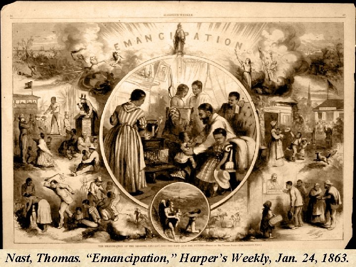 Nast, Thomas. “Emancipation, ” Harper’s Weekly, Jan. 24, 1863. 