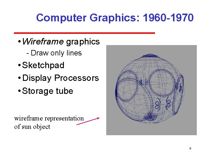 Computer Graphics: 1960 -1970 • Wireframe graphics Draw only lines • Sketchpad • Display