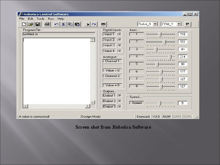 Screen shot from Robotica Software 