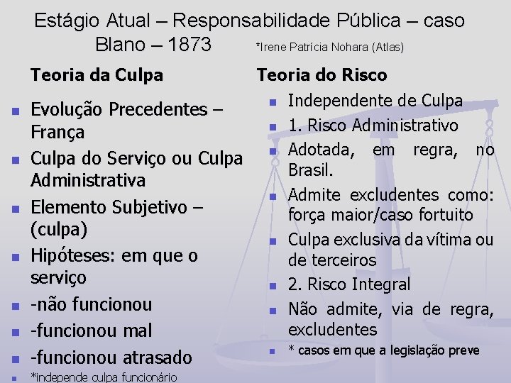 Estágio Atual – Responsabilidade Pública – caso Blano – 1873 *Irene Patrícia Nohara (Atlas)