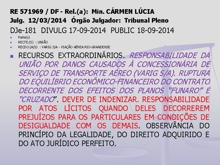 RE 571969 / DF - Rel. (a): Min. CÁRMEN LÚCIA Julg. 12/03/2014 Órgão Julgador: