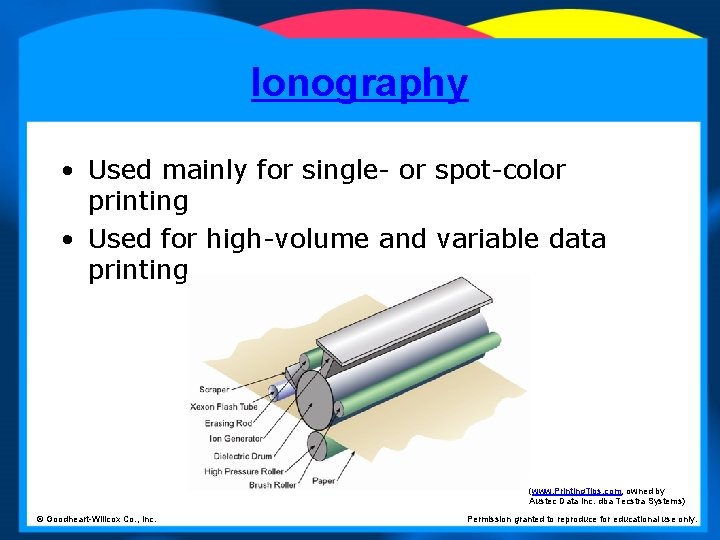 Ionography • Used mainly for single- or spot-color printing • Used for high-volume and