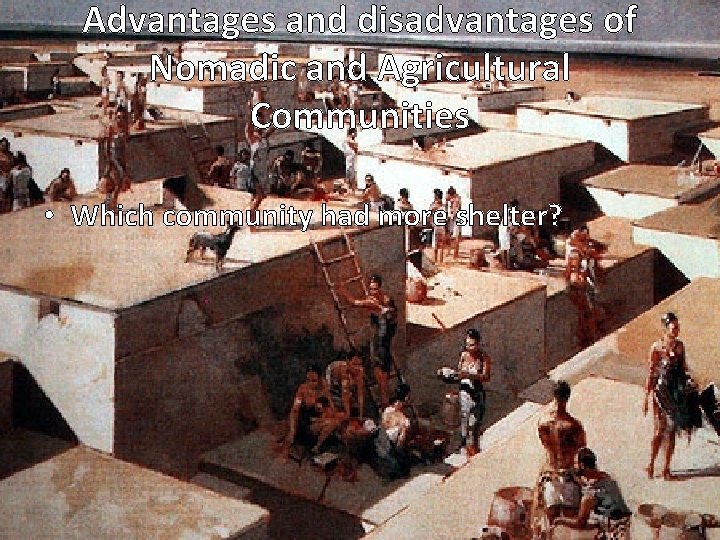 Advantages and disadvantages of Nomadic and Agricultural Communities • Which community had more shelter?