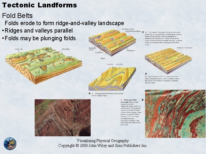 Tectonic Landforms Fold Belts Folds erode to form ridge-and-valley landscape • Ridges and valleys