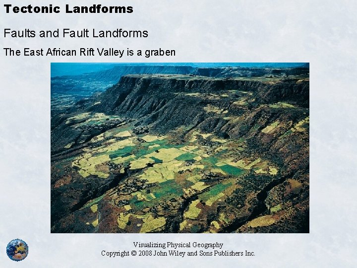 Tectonic Landforms Faults and Fault Landforms The East African Rift Valley is a graben