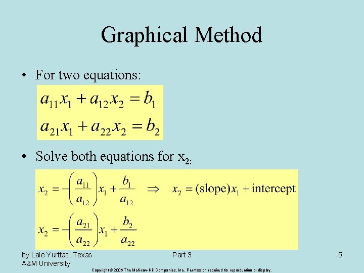 Graphical Method • For two equations: • Solve both equations for x 2: by