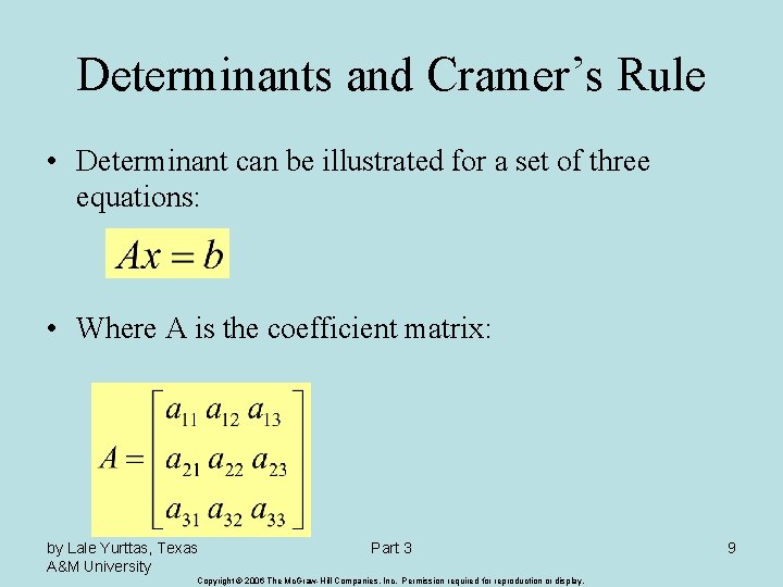 Determinants and Cramer’s Rule • Determinant can be illustrated for a set of three