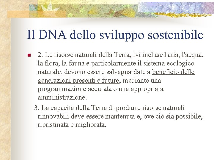 Il DNA dello sviluppo sostenibile n 2. Le risorse naturali della Terra, ivi incluse