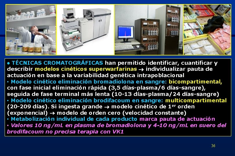 ● TÉCNICAS CROMATOGRÁFICAS han permitido identificar, cuantificar y describir modelos cinéticos superwarfarinas individualizar pauta