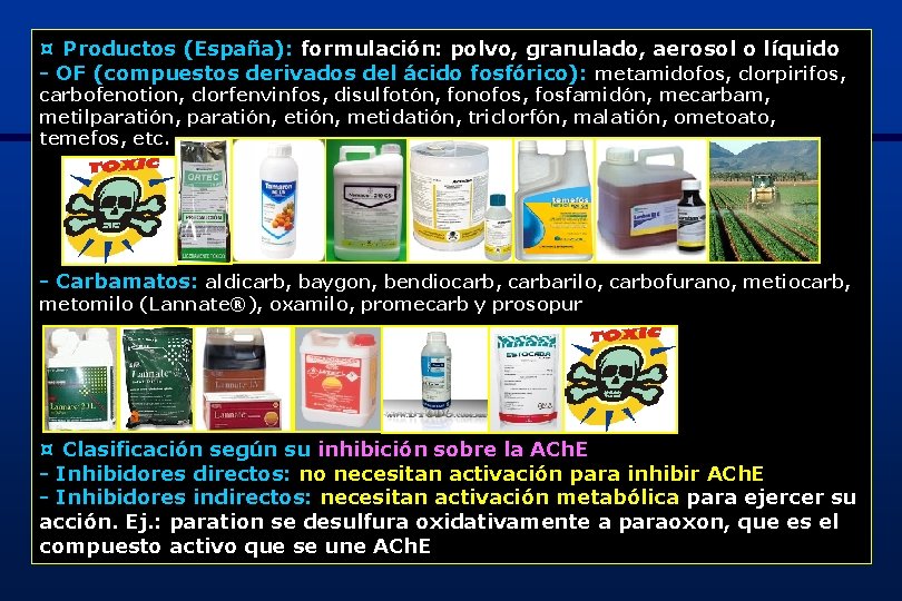 ¤ Productos (España): formulación: polvo, granulado, aerosol o líquido - OF (compuestos derivados del