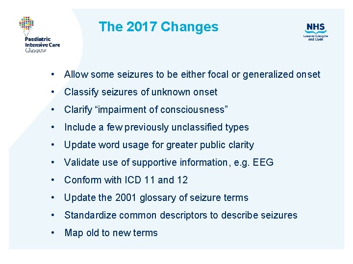 The 2017 Changes • Allow some seizures to be either focal or generalized onset