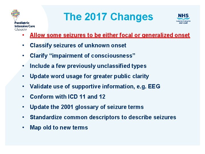 The 2017 Changes • Allow some seizures to be either focal or generalized onset