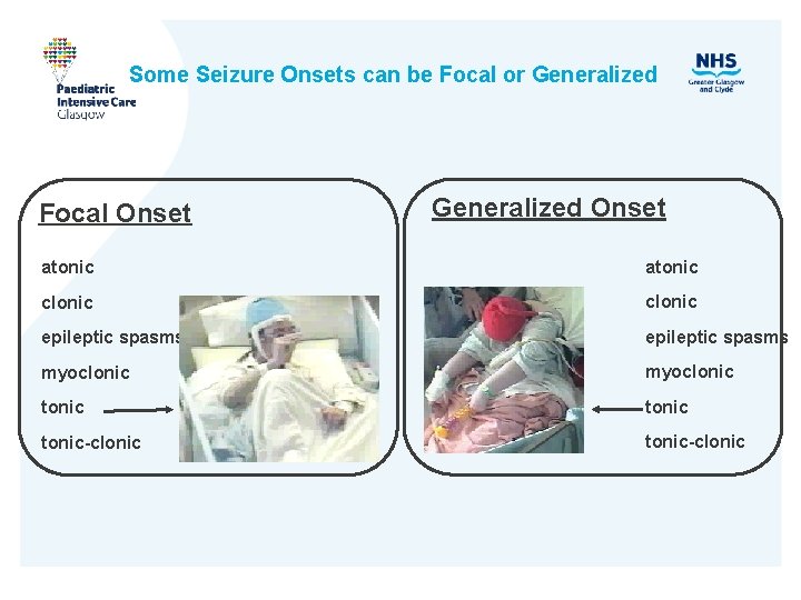 Some Seizure Onsets can be Focal or Generalized Focal Onset Generalized Onset atonic clonic