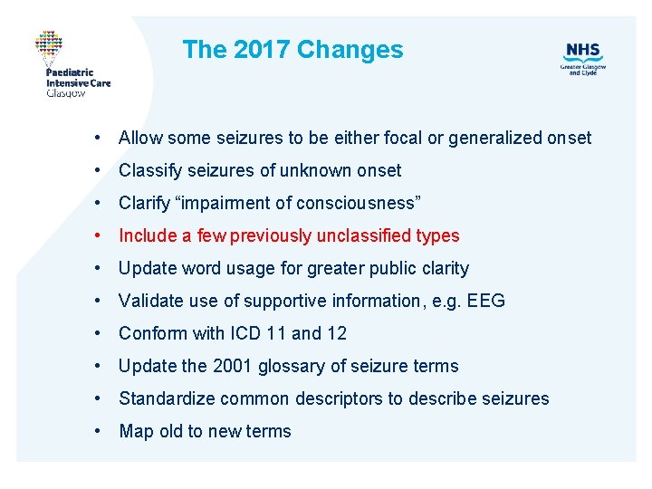 The 2017 Changes • Allow some seizures to be either focal or generalized onset