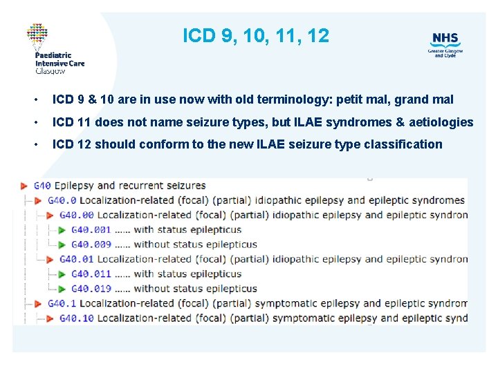 ICD 9, 10, 11, 12 • ICD 9 & 10 are in use now
