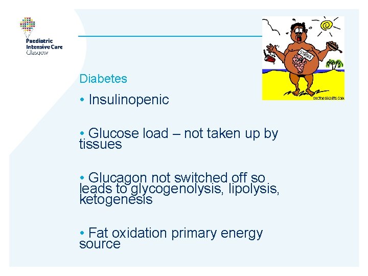 Diabetes • Insulinopenic • Glucose load – not taken up by tissues • Glucagon