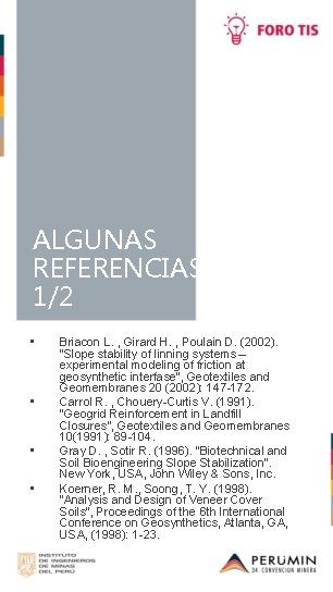 ALGUNAS REFERENCIAS 1/2 • • Briacon L. , Girard H. , Poulain D. (2002).