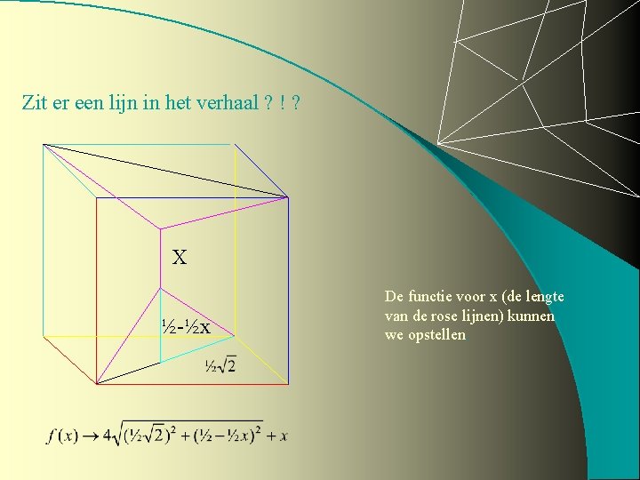 Zit er een lijn in het verhaal ? ! ? X ½-½x De functie