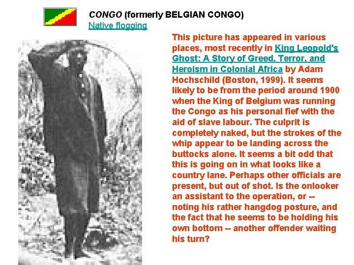 CONGO (formerly BELGIAN CONGO) Native flogging This picture has appeared in various places, most
