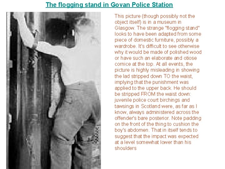 The flogging stand in Govan Police Station This picture (though possibly not the object